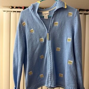 Vintage Breckenridge Zip Up Cardigan Blue Nautical Size Petite Medium